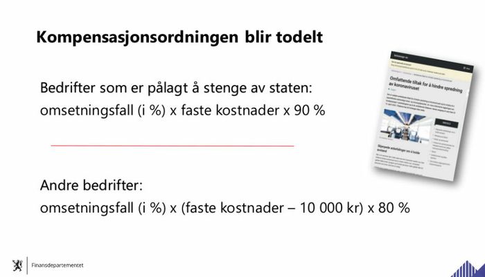 Formelen for hvilken kompensasjon bedrifter kan søke om.