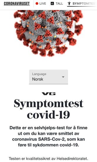 VGs symptomtest for korona.