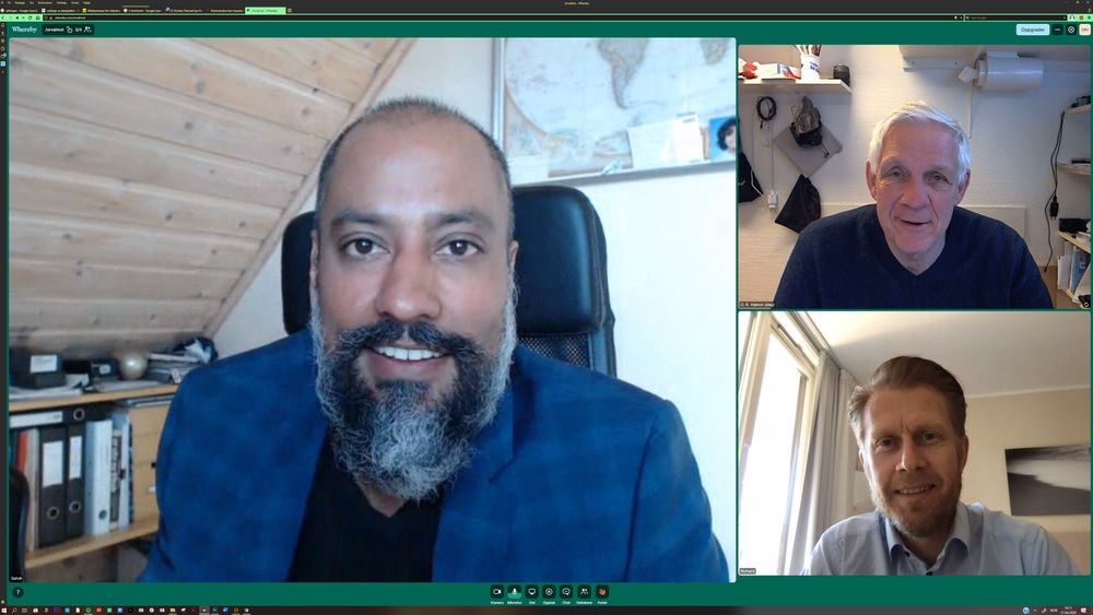 Sjekker tempen: Adm. dir. i Vicotee, Satvir Singh Parmar og gründer og sjefsteknolog i selskapet, Richard Evje Pettersen kan fortelle som store interesse for brannsensoren som er nøyaktig nok til å identifisere personer med høy kroppstemperatur.