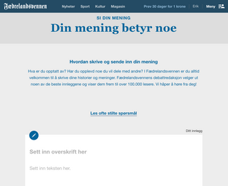Faksimile fra Fædrelandsvennens nettside.