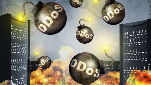 DDoS-bomber som faller ned på serverskap.