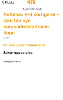 Slik så korrigeringen ut i NTB-appen.