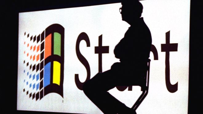 Bill Gates under Windows 95-lanseringen den 24. august 1995.