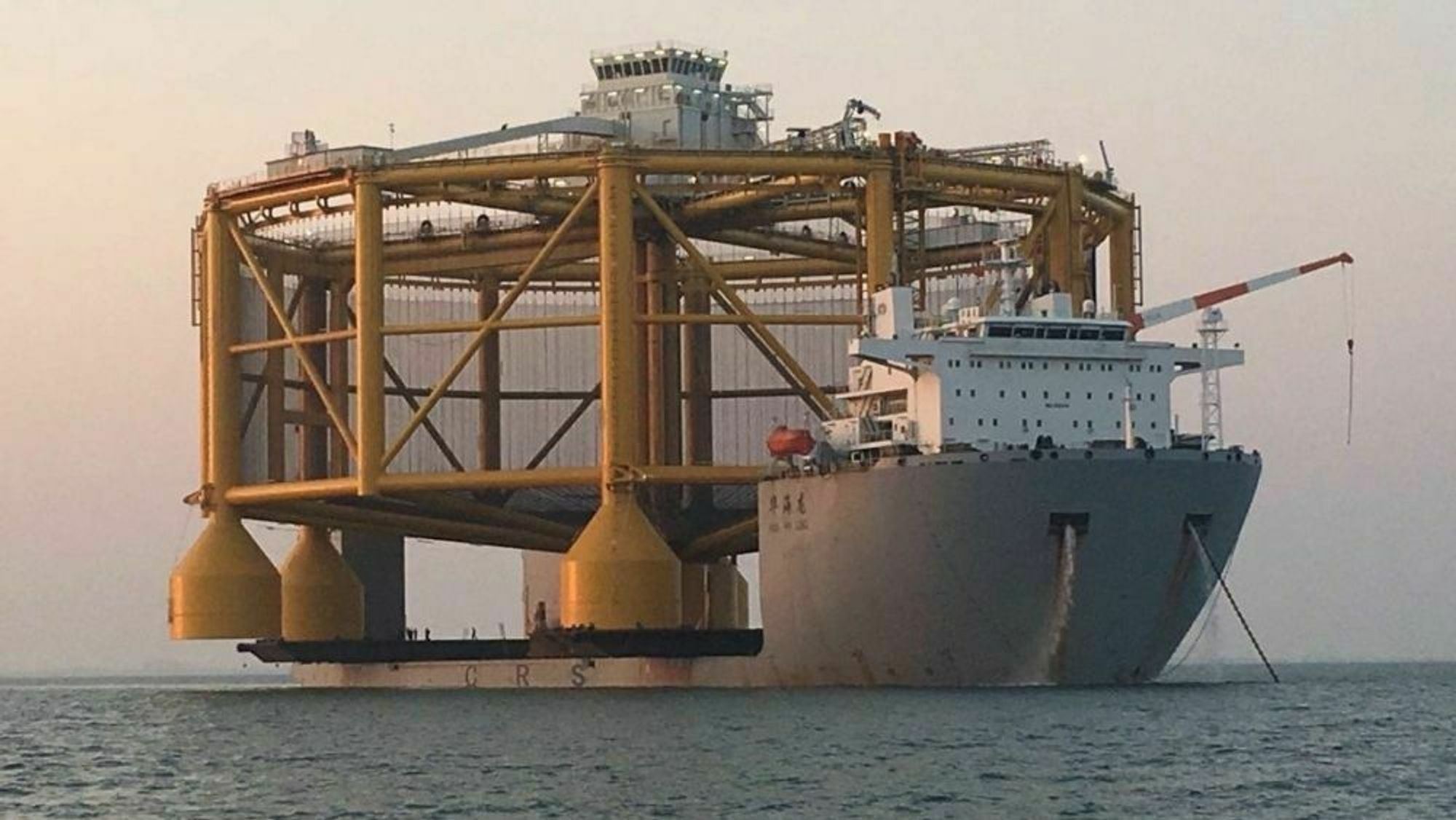 Ocean Farm1 måler 110 meter i diameter. Her fra utplasseringen i 2017.