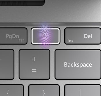 Enkelte Surface Laptop Go-utgaver har fingeravtrykkleser innebygd i på-knappen.