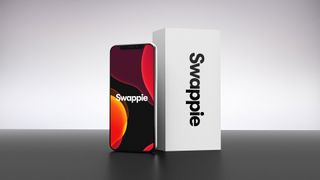 Iphone og Iphone-eske med «Swappie»-logo på. 