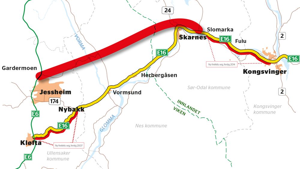 Viken Om Ny E16 Krever Mer Hensyn Til Dyrket Mark Og Gjenbruk Av Dagens Veianlegg Veier24 No