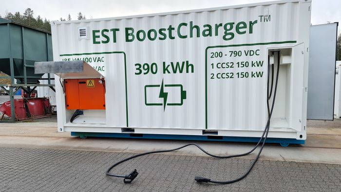 Hurtiglader mobil utslippsfri byggeplass anleggsmaskiner ccs2 container frekvensomformere est floattech auto-maskin bns jannik stanger