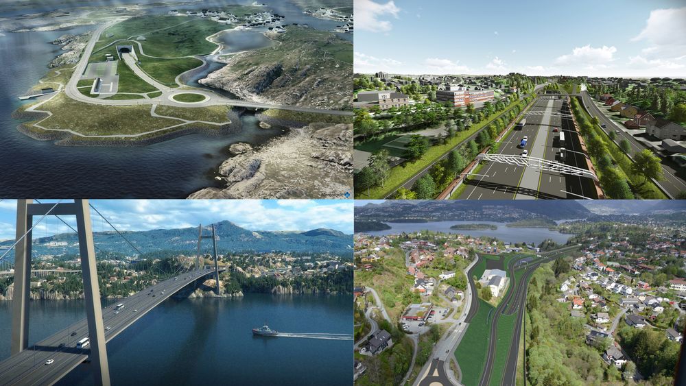 Rogfast, E18 mellom Lysaker og Ramstadsletta, Sotrasambandet og E39 mellom Svegatjørn og Rådal er de fire største veiprosjektene i Norge for tiden.