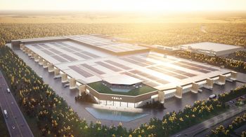 Slik ser Tesla for seg at Giga Berlin skal se ut når fabrikken er klar.