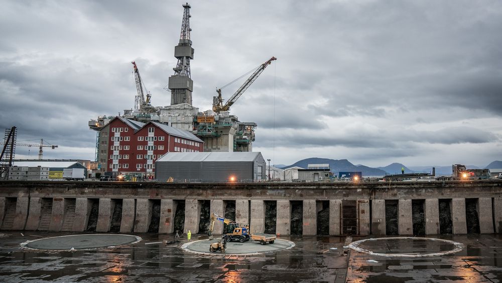 Her på Stord verft har byggingen av Hywind Tampen startet.