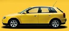 Gul Audi A3 fra 2000.