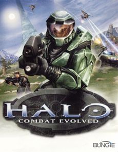 Forsidebildet til esken med spillet Halo: Combat Evolved.