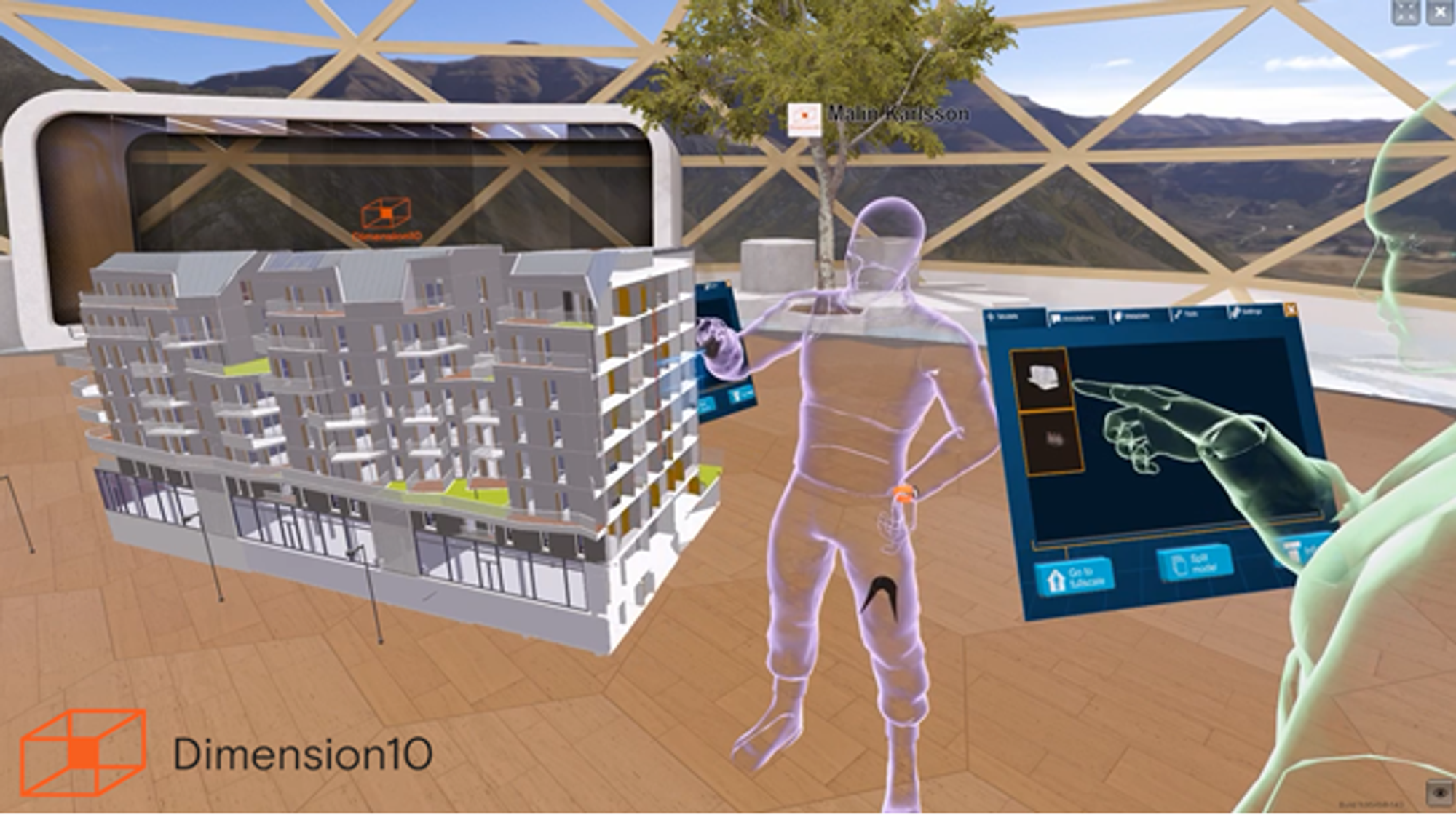 Eksempel på virtuell tur i byggeprosjektet med Dimension10