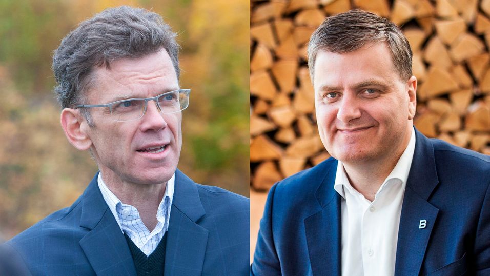 Konkurrentene administrerende direktør Petter-Børre Furberg i Telenor Norge og administrerende direktør Trond Skjellerud i Eidsiva Bredbånd gjør felles sak for å få politikerne til å bestemme en tidsfrist for bredbånd til alle. 