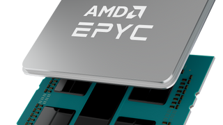 Tredjegenerasjon AMD Epyc-prosessor med lokket åpent.