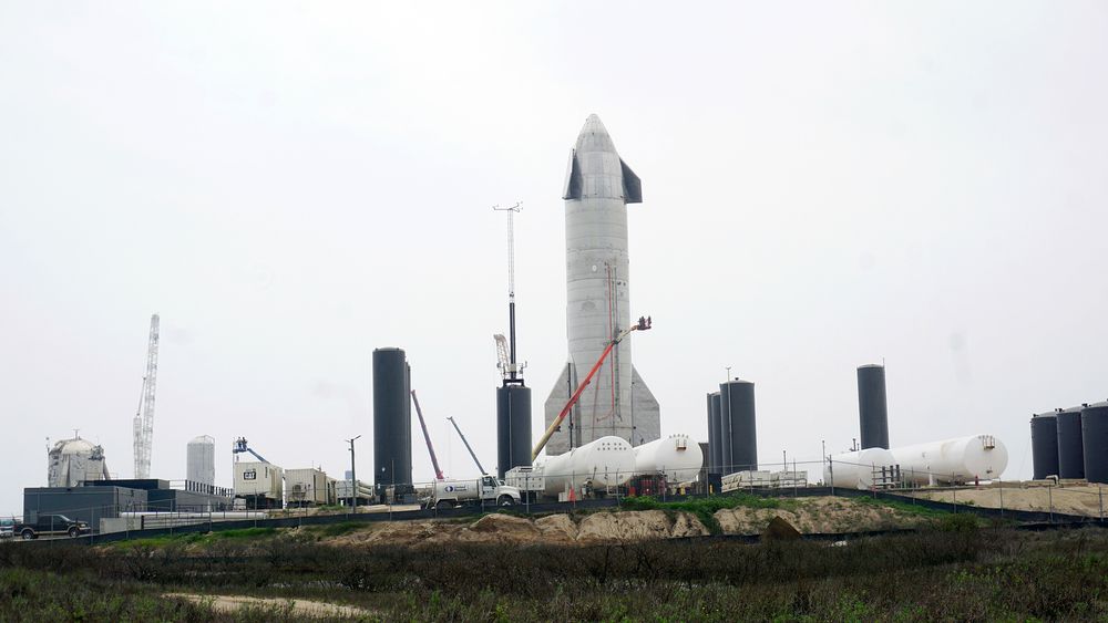 Prototypen av SpaceXs SN15 Starship på oppskytningsrampen i Boca Chica i Texas tidligere denne måneden.