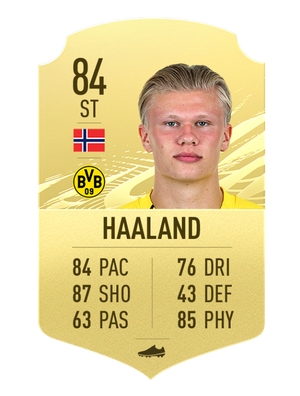 Skjermbilde av Erling Haalands spillerkort i Ultimate Team.