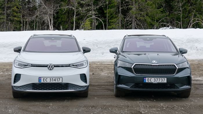 Samletest av Volkswagen ID.4, Skoda Enyaq iV80, Volvo XC40 P8 og Ford Mustang Mach-e.