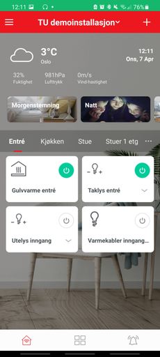 Alle enhetene kan nå kontrolleres i appen. Det er sånn passe praktisk. Mye viktigere er at de kan automatiseres, og at automasjonene kan samles i stemninger som regulerer lys, varme og andre funksjoner over hele huset med et tastetrykk.