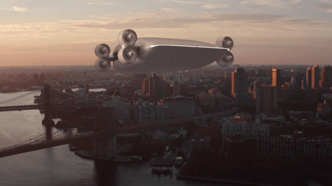 Illustrasjon av hvordan flyet er tenkt over Manhattan.