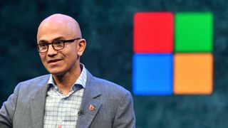 Microsoft-sjef Satya Nadella under Future Decoded-arrangementet som ble arrangert i London i 2018.
