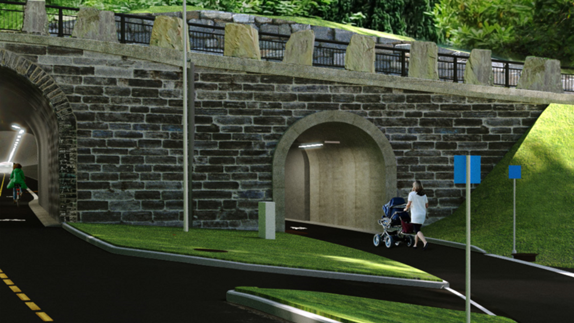 Den gamle Kronstadtunnelen skal utvides og bygges om til ny gang og sykkelvei. Ved Møllendal skal det sprenges ut en tunnel for Bane Nor