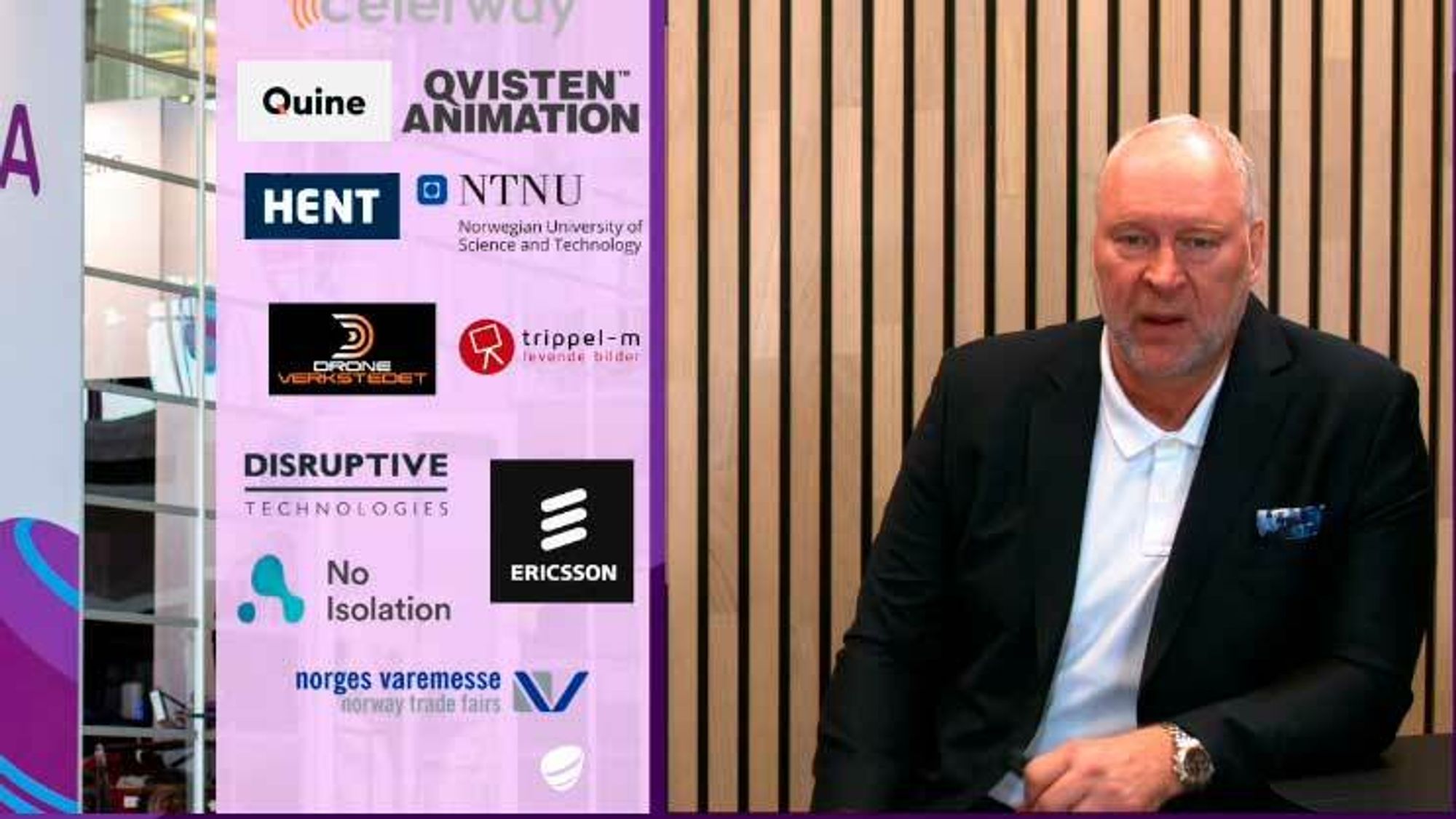 Administrerende direktør Stein-Erik Vellan i Telia Norge under den videooverførte pressekonferansen onsdag formiddag.
