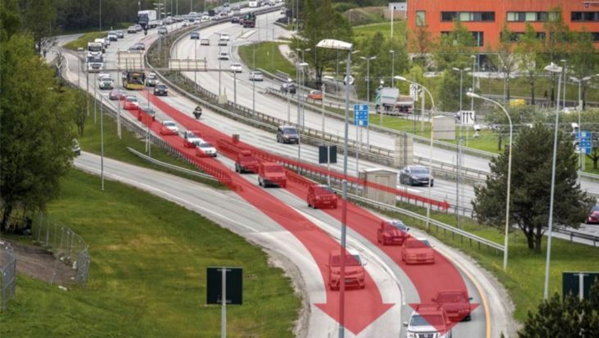 E6 ved Sluppen skal være den mest belastede veistrekningen i regionen, med 47.500 passerende kjøretøy i døgnet.