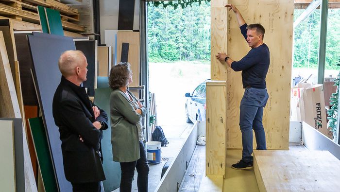 BoxWall moduler yttervegger prefabrikasjon prefabrikkerte kryssfiner meråker håvar moe fabrikk sintef byggessystem tre
