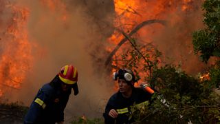 Rapporten FNs klimapanel publiserte ble beskrevet som «kode rød for menneskeheten» av generalsekretær António Guterres, skriver artikkelforfatteren. Bildet er fra de voldsomme brannene i Hellas tidligere i sommer.