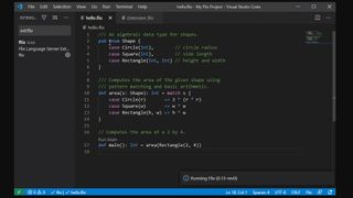 Eksempel på Flix-kode vist i Visual Studio Code.