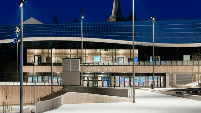 Nye Jordal Amfi Hille Melbye arkitekter arkitekturpris prix versailles robin rakke magnus sandberg johansen idrettsbygg