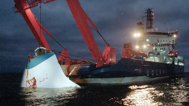 Estonias baugport ble hevet få uker etter forliset, mens resten av vraket fremdeles ligger på rundt 80 meters dyp i Østersjøen.