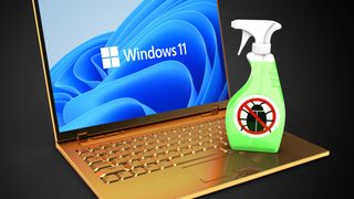 Windows 11-PC med insektsspray.