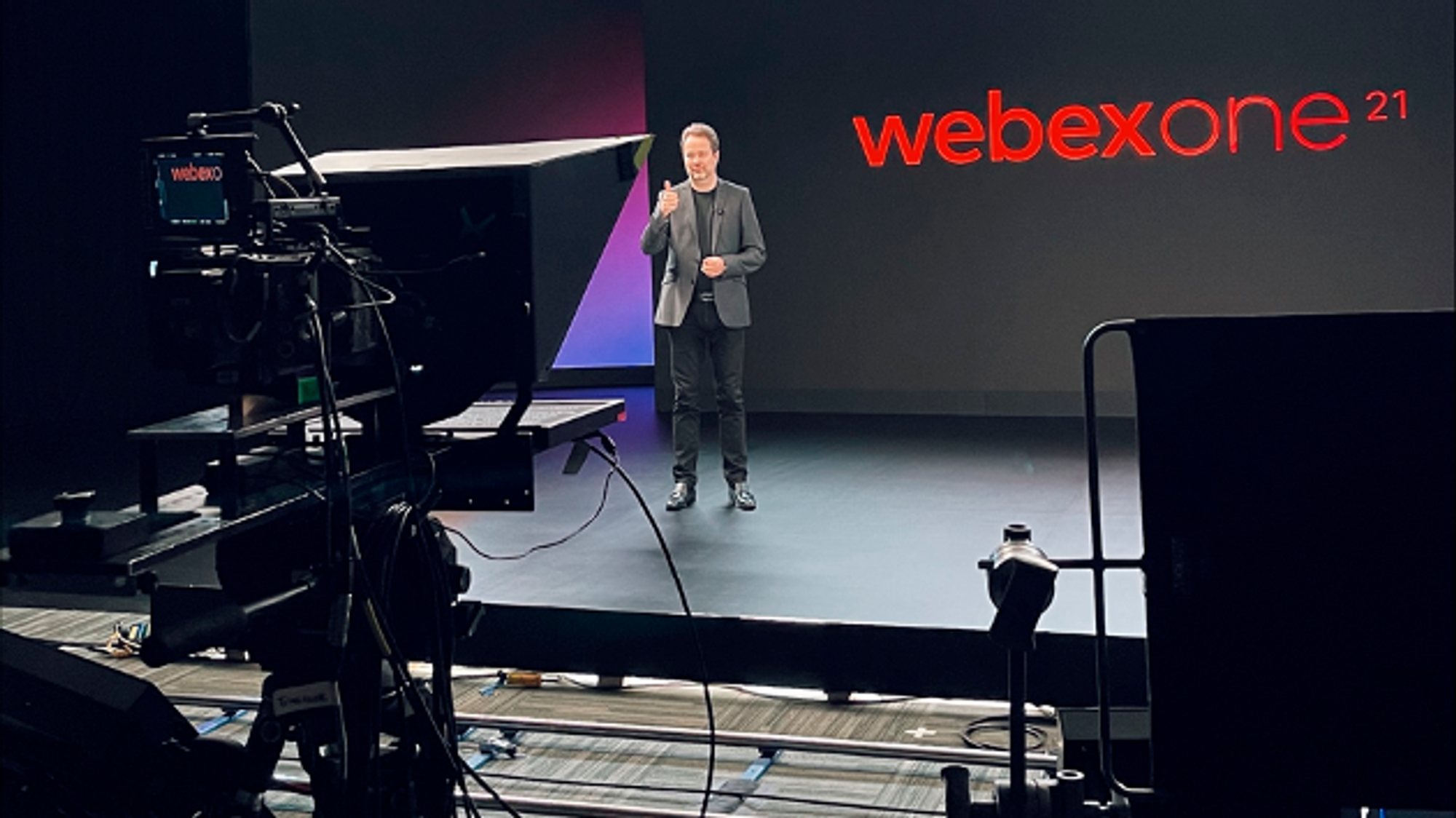 Snorre Kjesbu i Cisco under konferansen Webexone 21, der flere nye produkter, utviklet på Lysaker ble presentert.