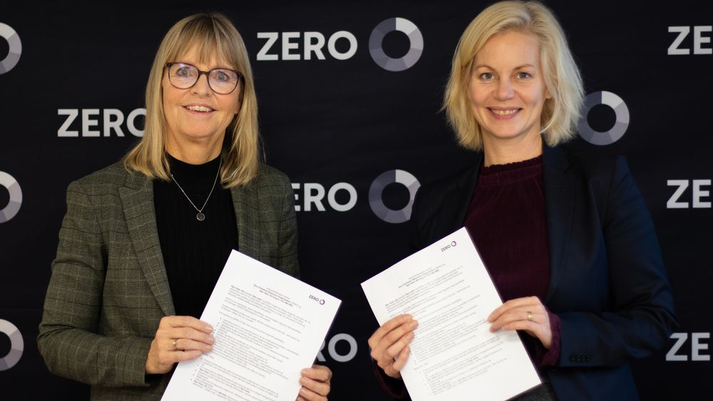 Administrerende direktør i Nye Veier, Anette Aanesland, og leder i ZERO, Sigrun Aasland, ser frem til videre samarbeid om å finne de beste klimaløsningene i anleggssektoren.