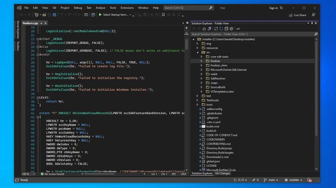 Visual Studio 2022 med klonet Microsoft-prosjekt åpent.