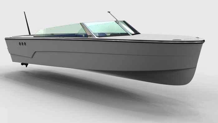 Hyrex 28. Fritidsbåt med 30 kW brenselscelle som rekkeviddeforlenger. Utviklet i Norge og bygges på Nøtterøy.