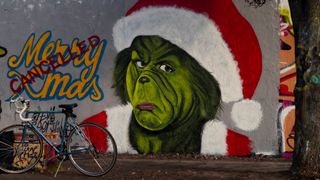 Grinchen er det moralske motstykket til julenissen. Her avbildet i grafitti.