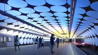 Fornebuporten stasjon, tegnet av Zaha Hadid Architects og A-lab