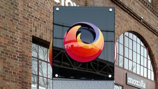 Firefox-logo på et skilt utenfor Mozillas hovedkontor.