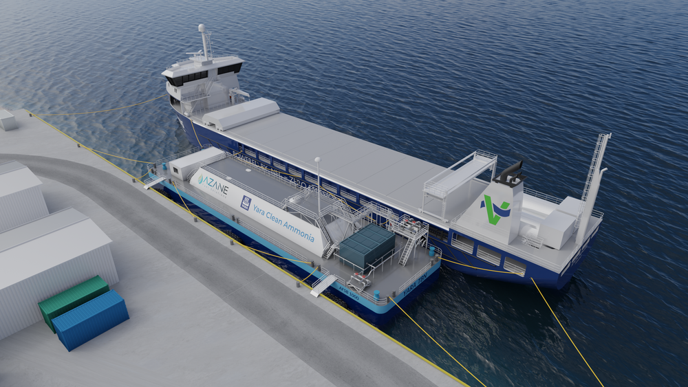 Azane Fuel Solutions utvikler flytende og landbaserte bunkringsstasjoner for skip som skal benytte ammoniakk som  drivstoff. Rederiet Viridis har planer om å bygge en serie skip som skal gå på NH3 og har avtale med syv selskaper som vil frakte sine varer med nullutslippsskip.