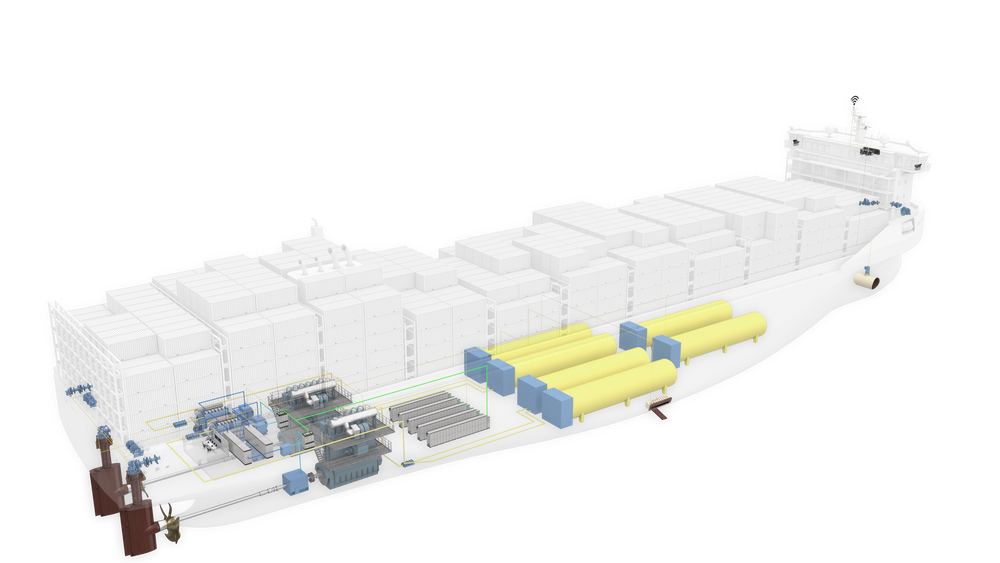 Konseptskip fra Kongsberg Maritime. Her er alle nye teknologier og drivstofftanker på plass i det som tidligere var &quot;future ready&quot;.