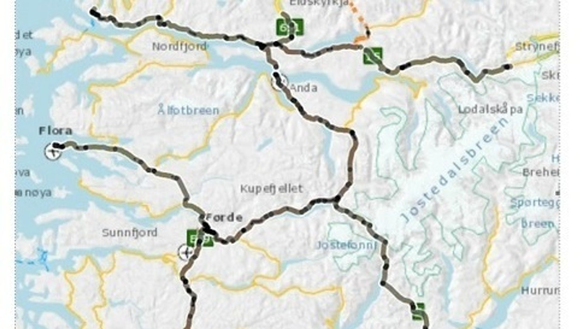 Kontraktsområdet går fra Sognefjorden i sør til fylkesgrensen mot Møre og Romsdal i nord, fra havet ved Måløy i vest til høyfjell i Strynefjellet i øst