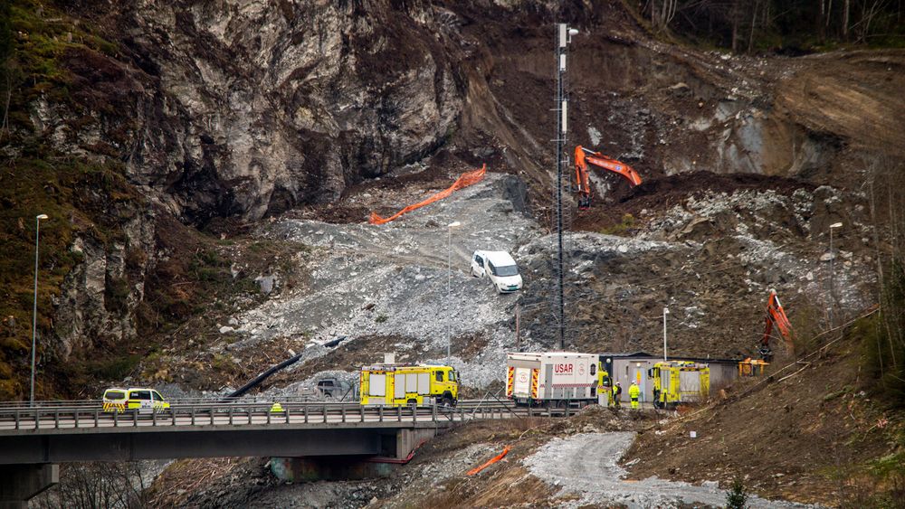 Fra jordraset i forbindelse med E6-utbyggingen ved i Malvik 4. mai i fjor. 