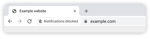 Dempet varsel i Chrome om at varsler fra det aktuelle nettstedet blokkeres.