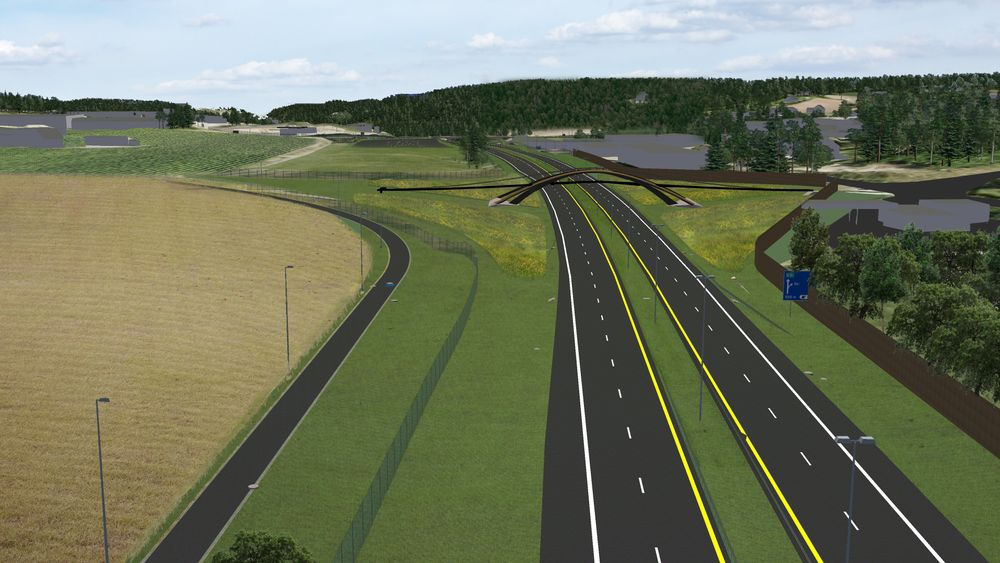 Ved å i stedet bygge en smal firefelts motorvei, reduseres totalbredden inklusive veiskulder fra 25 til 23,5 meter.
