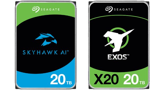 Seagate Skyhawk- og Exos-harddisker med 20 terabyte lagringskapasitet.