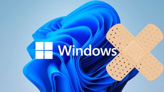 Windows 11-illustrasjon med plasterlapper.